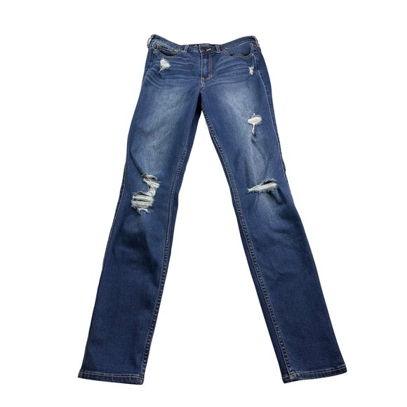 Hollister Juniors High-Rise Super Skinny Jeans Size 5 Distressed Destroyed Denim - Picture 1 of 5
